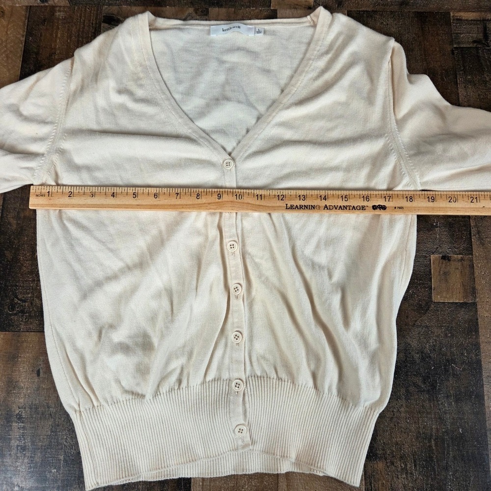 Kettlewell Women Large Buttercream Cosmo Organic Cotton Knit Italy Cardigan - Picture 10 of 11